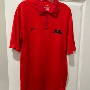 Nike Red Men's Polo Shirt with Ole Miss Logo, Men’s M